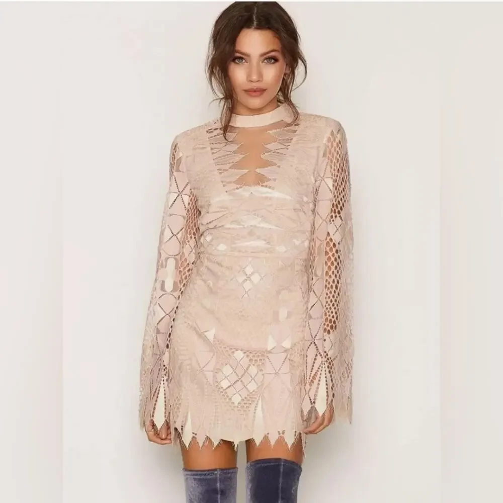 Free People Long Sleeve Size 0 Mini Dress